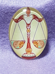 CABOCHON - 40 X 30MM GLASS OVAL - ZODIAC SIGNS