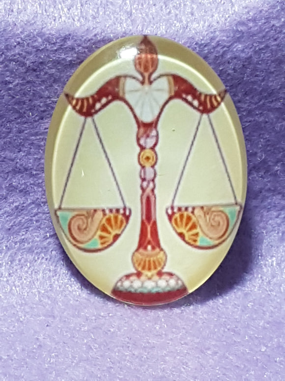 CABOCHON - 40 X 30MM GLASS OVAL - ZODIAC SIGNS