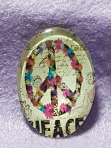 CABOCHON - 35 X 25MM GLASS OVAL - FLOWERS