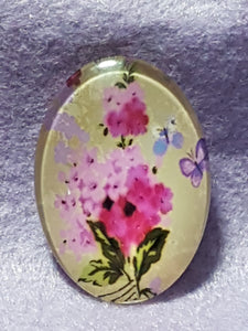 CABOCHON - 35 X 25MM GLASS OVAL - FLOWERS
