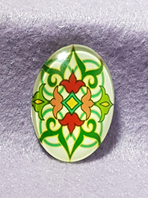 CABOCHON - 35 X 25MM GLASS OVAL - PATTERNS