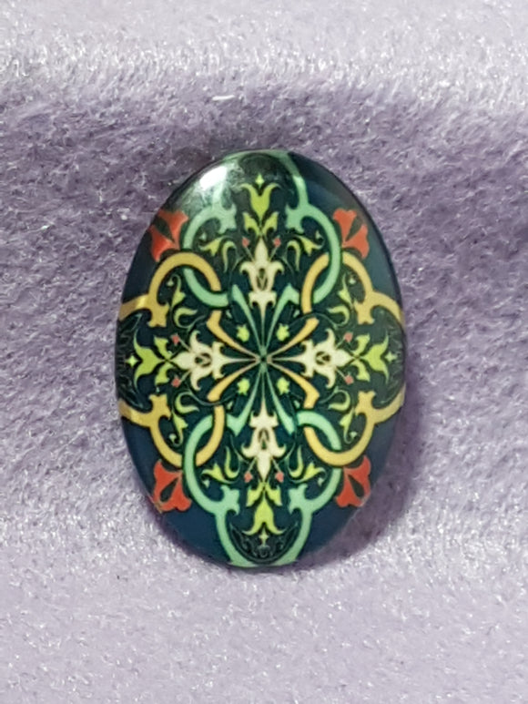 CABOCHON - 35 X 25MM GLASS OVAL - PATTERNS