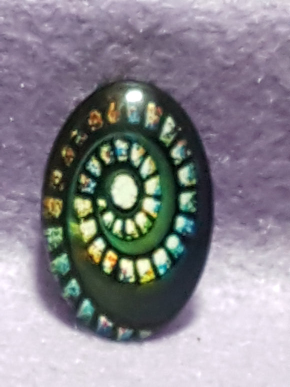 CABOCHON - 30 X 20MM GLASS OVAL - HELIX - FRACTALS