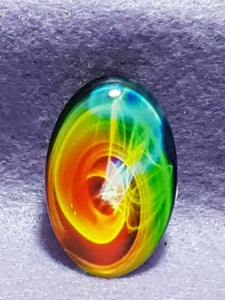 CABOCHON - 30 X 20MM GLASS OVAL - HELIX - FRACTALS