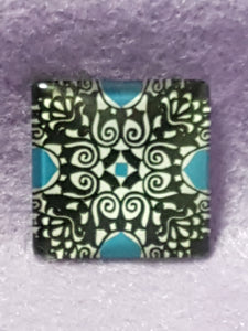 CABOCHON - 25 x 25MM GLASS SQUARE - PATTERNED