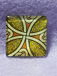 CABOCHON - 25 x 25MM GLASS SQUARE - PATTERNED