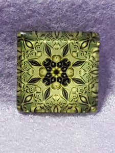 CABOCHON - 25 x 25MM GLASS SQUARE - PATTERNED
