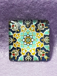 CABOCHON - 25 x 25MM GLASS SQUARE - PATTERNED