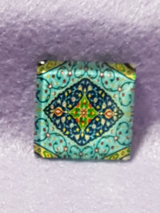 CABOCHON - 25 x 25MM GLASS SQUARE - PATTERNED