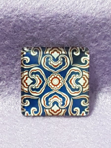 CABOCHON - 25 x 25MM GLASS SQUARE - PATTERNED