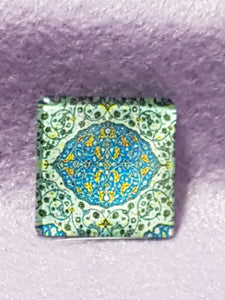 CABOCHON - 25 x 25MM GLASS SQUARE - PATTERNED