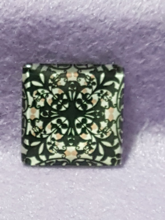 CABOCHON - 25 x 25MM GLASS SQUARE - PATTERNED