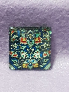 CABOCHON - 25 x 25MM GLASS SQUARE - PATTERNED