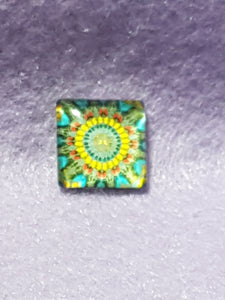 CABOCHON - 15 X 15MM GLASS SQUARE - FLORAL PATTERN