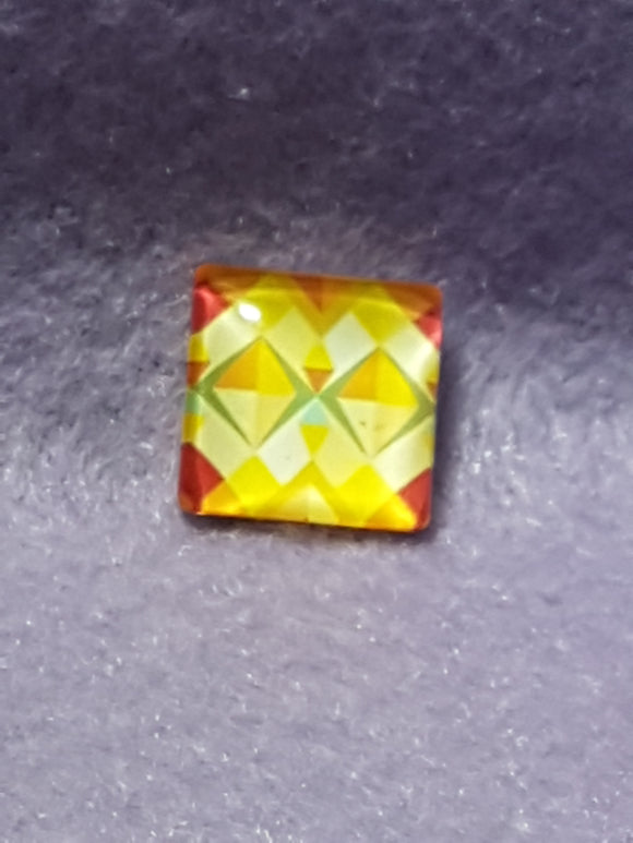 CABOCHON - 15 X 15MM GLASS SQUARE - FLORAL PATTERN