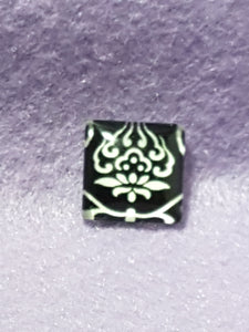 CABOCHON - 15 X 15MM GLASS SQUARE - FLORAL PATTERN