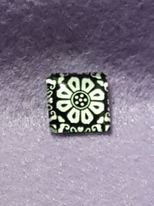 CABOCHON - 15 X 15MM GLASS SQUARE - FLORAL PATTERN