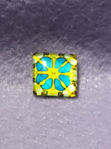 CABOCHON - 15 X 15MM GLASS SQUARE - FLORAL PATTERN