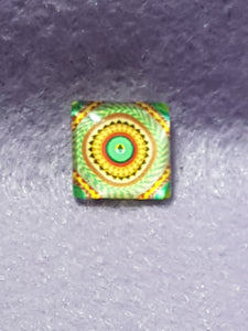 CABOCHON - 15 X 15MM GLASS SQUARE - FLORAL PATTERN
