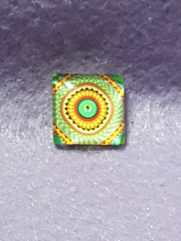 CABOCHON - 15 X 15MM GLASS SQUARE - FLORAL PATTERN