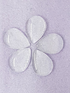 CABOCHON - 25 X 18MM GLASS TRANSPARENT TEARDROP - NO HOLE