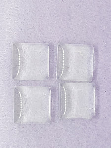CABOCHON - 20 x 20MM GLASS TRANSPARENT SQUARE - NO HOLE