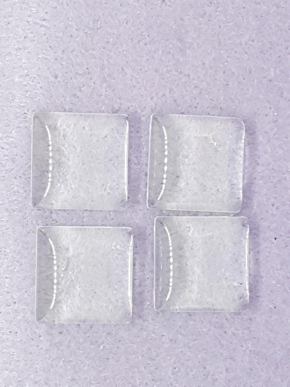 CABOCHON - 20 x 20MM GLASS TRANSPARENT SQUARE - NO HOLE