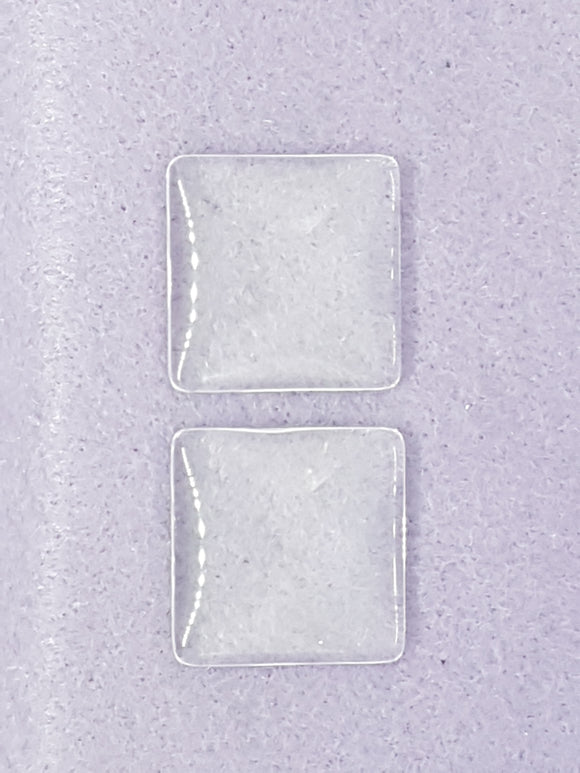 CABOCHON - 25 X 25MM GLASS TRANSPARENT SQUARE - NO HOLE