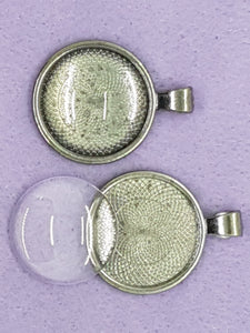 CABOCHON - 37 X 28MM DOMED GLASS TRANSPARENT ROUND SETTING