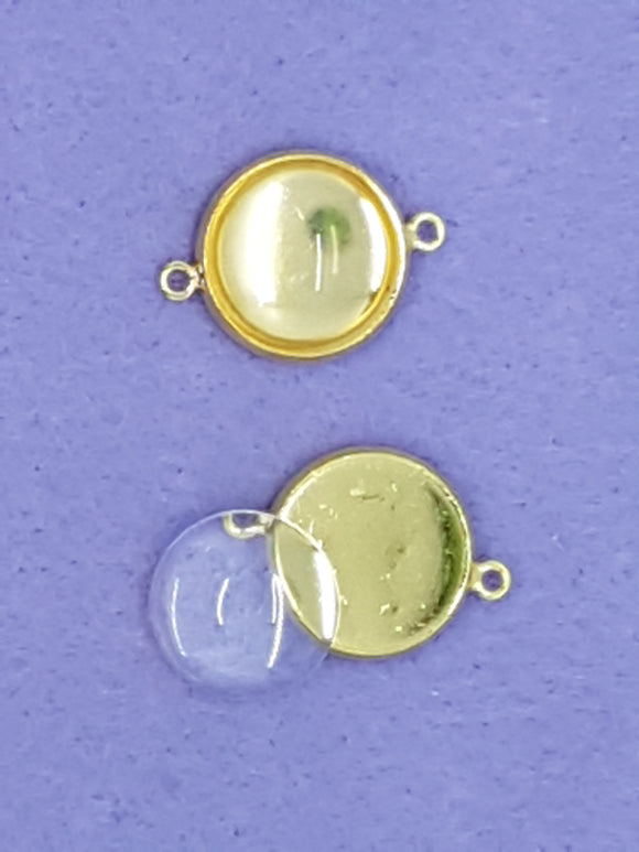 CABOCHON - 22 X 16MM DOMED GLASS TRANSPARENT ROUND SETTING