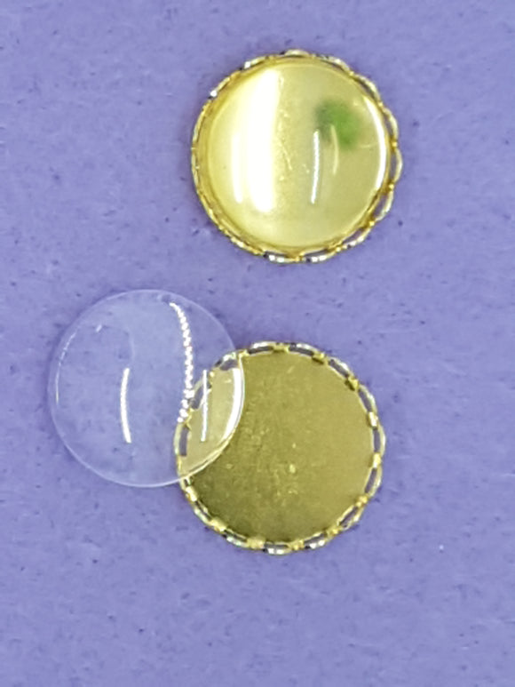 CABOCHON - 18MM DOMED GLASS TRANSPARENT ROUND SETTING