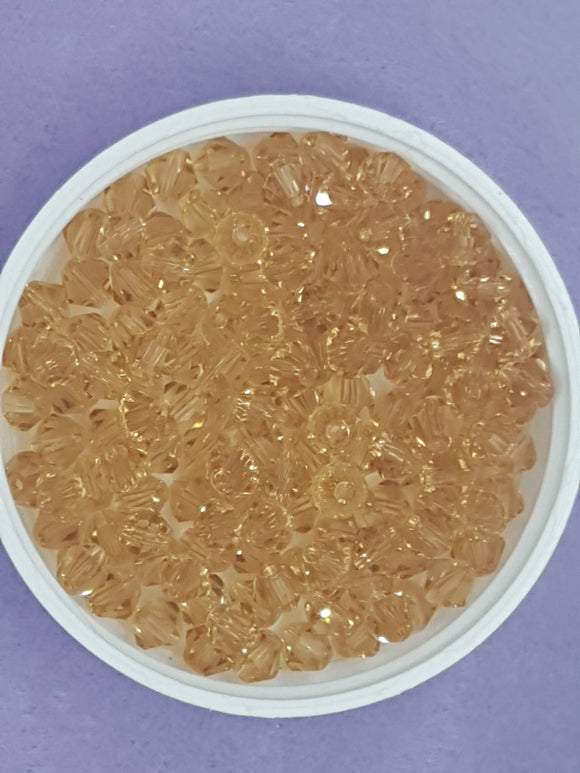 BICONES - 6MM CRYSTAL GLASS FACETED BEADS - GRADE AA - GOLDEN ROD