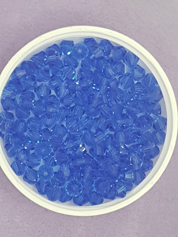 BICONES - 6MM CRYSTAL GLASS FACETED BEADS - GRADE AA - DARK BLUE