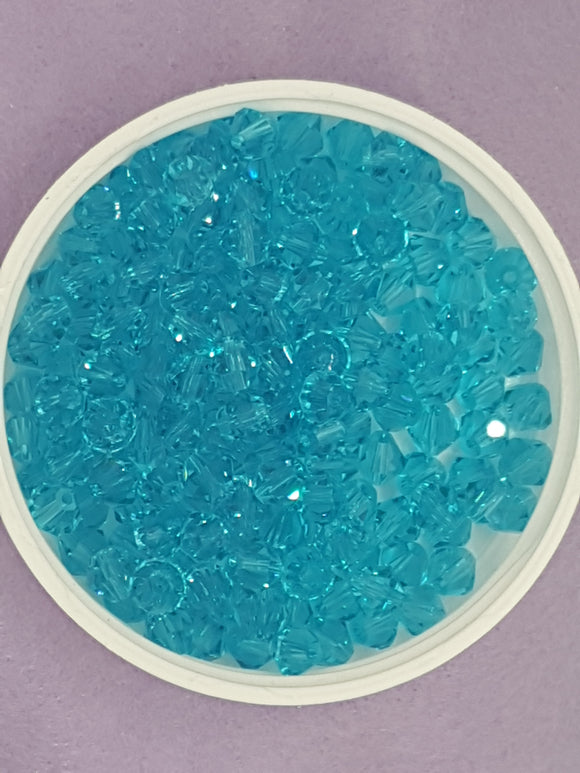 BICONES - 6MM CRYSTAL GLASS FACETED BEADS - GRADE AA - DARK SKY BLUE