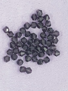 BICONES - 4MM CRYSTAL GLASS FACETED BEADS - DARK PURPLE (03)