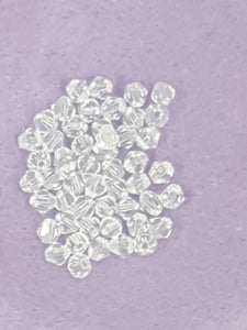 BICONES - 4MM CRYSTAL GLASS FACETED BEADS - GRADE AA - CLEAR (13)