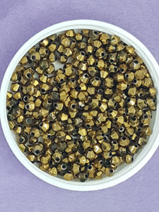 BICONES - 4MM GLASS FACETED BEADS - GOLDEN PLATED (C36)