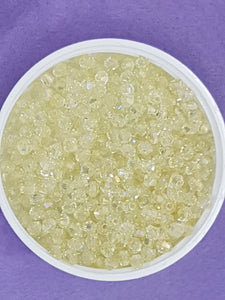 BICONES - 4MM GLASS FACETED BEADS - LIGHT YELLOW (14)