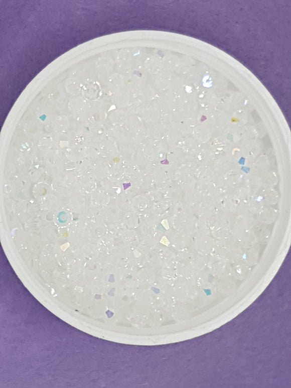 BICONES - 4 x 3.5MM CRYSTAL GLASS FACETED BEADS - AB CLEAR