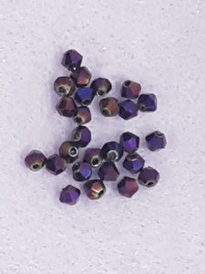 BICONES - 3MM GLASS FACETED ELECTROPLATED BEADS - PURPLE