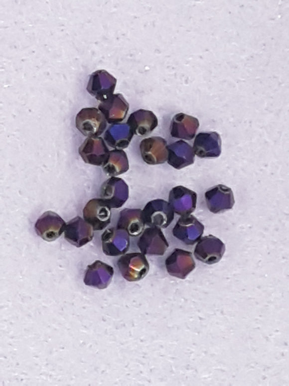 BICONES - 3MM GLASS FACETED ELECTROPLATED BEADS - PURPLE