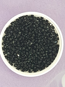 BICONES - 3MM GLASS FACETED BEADS - BLACK