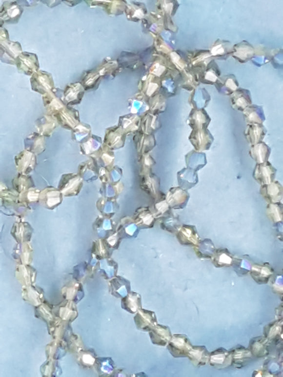 BICONES - 2MM GLASS FACETED ELECTROPLATED BEADS - Per Packet - DARK KHAKI