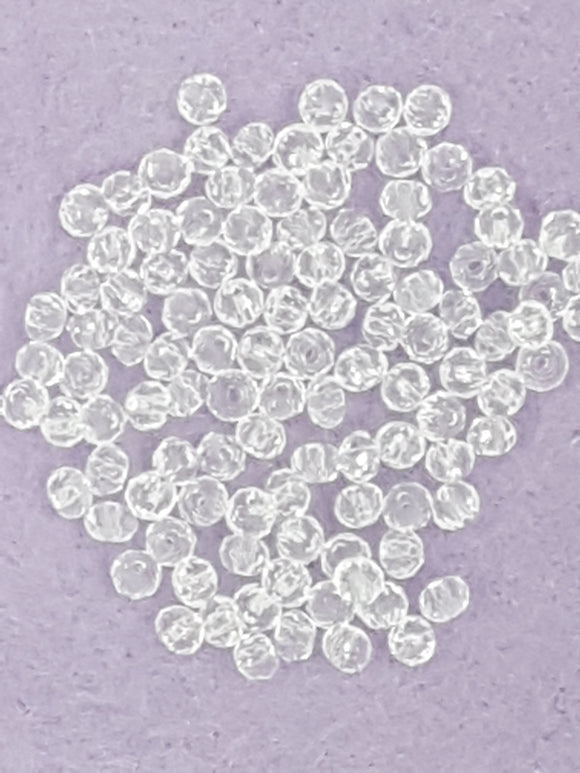 BICONES - 2MM GLASS FACETED BEADS - Per Packet - CLEAR COLOUR