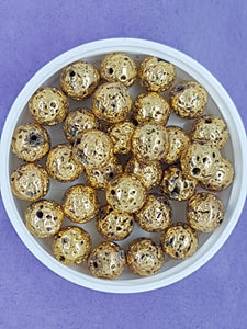 10mm Lava Beads - Electroplated - Golden