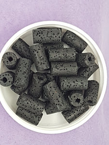 16 X 8MM LAVA CYLINDER BEADS - BLACK