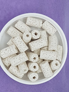 16 X 8MM LAVA CYLINDER BEADS - WHITE