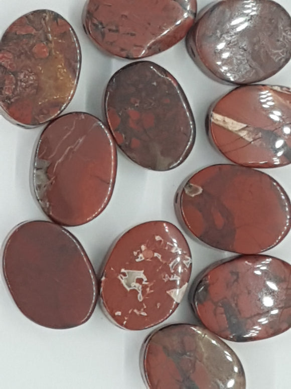 16X12MM NATURAL BRECCIATED OVAL RED JASPER BEADS