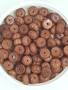 8MM FLAT ROUND SYNTHETIC GOLDSTONE BEADS