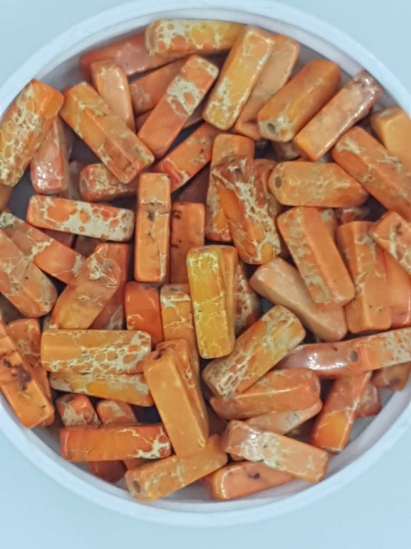 13X4MM SYNTHETIC REGALITE CUBOID BEADS - DARK ORANGE